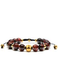 Crucible Jewelry - Crucible Los Angeles Gold Plated Stainless Steel Tiger Eye Stone Adjustable Bracelet (10mm) - Lyst