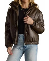 Panache - Faux Leather Cropped Puffer Jacket - Lyst