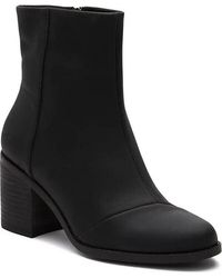 TOMS - Evelyn 10020228 Booties 6 Leather Block Heeled Boots Fzp605 - Lyst