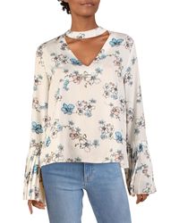 English Factory - Floral Print Pleated Sleeves Blouse - Lyst