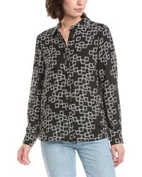 Tahari - Button Down Printed Blouse - Lyst