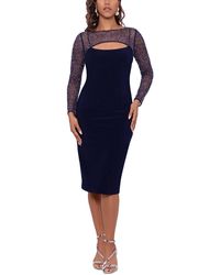 Betsy & Adam - Embellished Mesh Cocktail And Party Dress - Lyst
