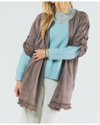 Davi & Dani - Suede Fringed Cardigan - Lyst