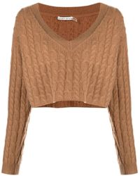 Alice + Olivia - Ayden V-neck Cable Knit Pullover Cropped Top Sweater - Lyst