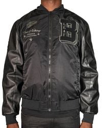 Black Leaf - Fear Nothing Vegan Leather Bomber Jacket - Lyst