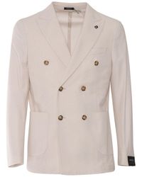 BRERAS Milano - Double-Breasted Tailored Jacket With Textured Finish - Lyst