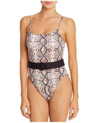 Aqua - Maillot High Neck Snake Print One-piece Swimsuit - Lyst