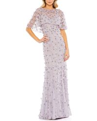 Mac Duggal - Embellished Illusion Cape Sleeve Trumpet Gown - Lyst