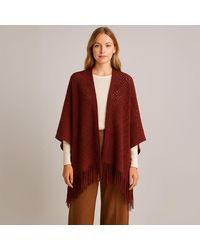 TRUEDAMES - Fringe Open Knit Crochet Draped Shawl Wrap Ruana Poncho - Lyst