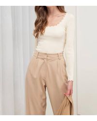 The Workshop - Scallop Trim Long Sleeve Sweater Knit Top - Lyst