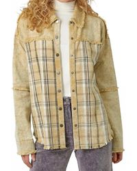 Mystree - Washed Plaid Mix Jacket - Lyst
