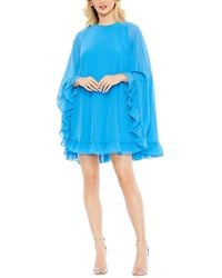 Mac Duggal - High Neck Ruffle Hem Cape Mini Dress - Lyst
