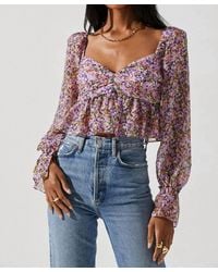 Astr - Luann Long Puff Sleeve Top - Lyst