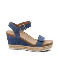 Aetrex - Sydney Quarter Strap Espadrille Wedge Sandals - Lyst