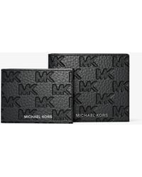 Michael Kors - Hudson Logo Embossed Leather Billfold Wallet And Passcase - Lyst