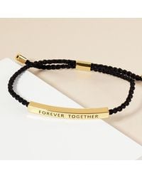Fashnzfab - Dipped Forever Together Message Bar Pointed Rope Adjustable Cinch Pull Tie Bracelet - Lyst