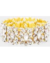 Fashnzfab - Marquise Floral Oval Crystal Cluster Stretch Evening Bracelet - Lyst