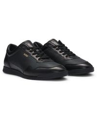 BOSS - Faux-Leather Trainers With-Tone Branding - Lyst