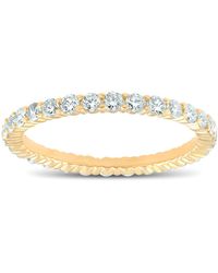 Pompeii3 - 1 Ct T. W. Lab Grown Diamond Eternity Ring 14k Yellow Gold Stackable Wedding Band - Lyst