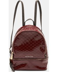 Michael Kors - Signature Embossed Patent Leather And Coated Canvas Rhea Backpack - Lyst