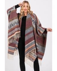 TRUEDAMES - Aztec Pattern Fringe Ruana - Lyst