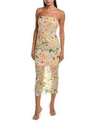 MILLY - Kait Botanical Petals Sequins Midi Dress - Lyst