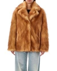 Stand Studio - Plush Faux Fur Jacket With Wide Collar - Lyst