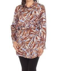 Joseph Ribkoff - Leaf Print Elastic Waist Button-Down Blouse - Lyst