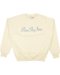 BLUE SKY INN - Cream Embroidered Logo Crewneck Sweater - Lyst