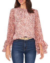 Vince Camuto - Metallic Floral Blouse - Lyst