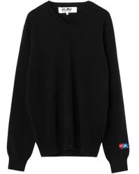 Comme des Garçons - Invader Heart V-Neck Jumper - Lyst