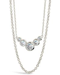 Sterling Forever - Eileen Cz Bezel Layered Chain Necklace - Lyst