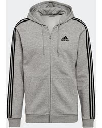adidas - Fleece 3-stripes Full-zip Hoodie - Lyst