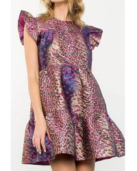 Thml - Flutter Sleeve Textured Mini Dress - Lyst