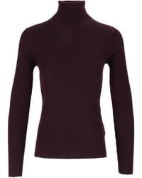 MC2 Saint Barth - Aubergine Erika Merino Ribbed Fitted Wool Turtleneck Sweater - Lyst