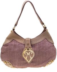 Moschino - /beige Jute And Leather Hobo - Lyst