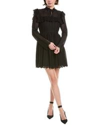 Rebecca Taylor Lace Insert Dress in Blue | Lyst