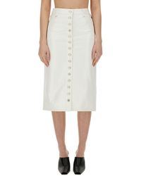 Courreges - Midi Skirt With Front Button Detailing And Back Slit - Lyst