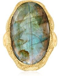 Ross-Simons - Oval Labradorite Textured And Polished Ring - Lyst