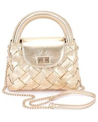 Fashnzfab - Weaved Metallic Faux Leather Top Handle Swing Bag - Lyst
