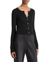 Vince - Slim Rib Shell Button Cashmere & Silk-Blend Cardigan - Lyst