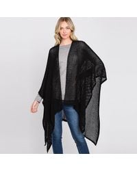 TRUEDAMES - Solid Chenille Crochet Ruana Poncho - Lyst