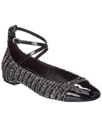 Stuart Weitzman - Eden Strap Tweed & Patent Flat - Lyst