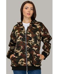 TRUEDAMES - Rhinestone Studded Camouflage Pattern Hooded Jacket - Lyst