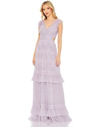 Mac Duggal - Sequined Rufffled Cap Sleeve Cut Out Tiered Gown - Lyst