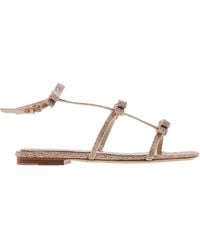 Ferragamo - Ferragamo Bow Crystal Embellished Sandals, Size 7 C - Lyst