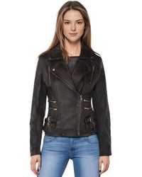Infinity Leather - Leather Tan Brando Biker Jacket-Constantia - Lyst