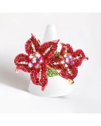 Fashnzfab - Rhinestone Crystal Bloom Flower Stretch Ring - Lyst