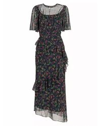 Saloni - Ruffled Silk Georgette Midi-dress - Lyst