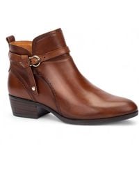 Pikolinos - Cuero Leather Ankle Bootie Zip Heel Boots - Lyst